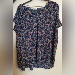 Chaus Women's Navy and Pink Floral Blouse
